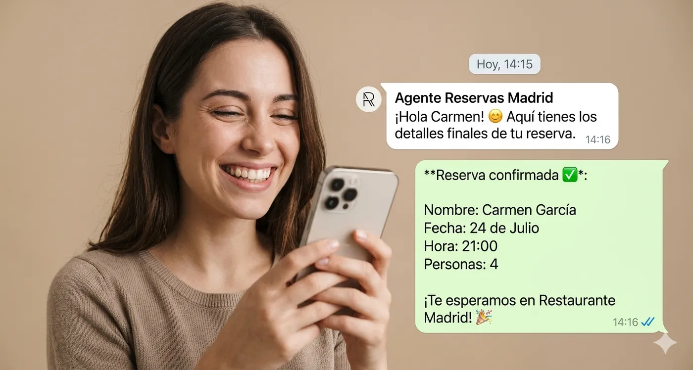 Agente IA completando reserva en CoverManager sin intervención del equipo