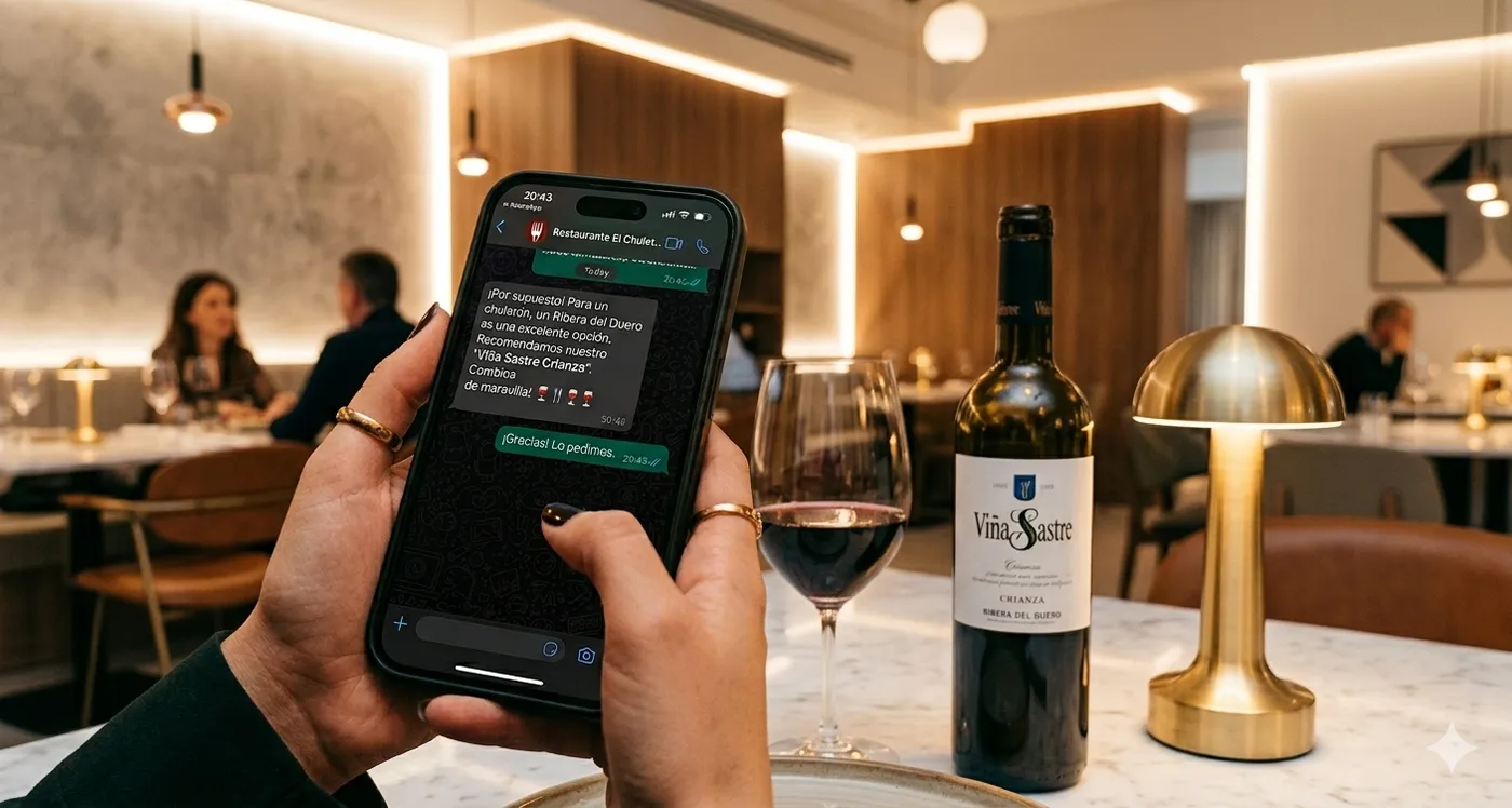 Agente de WhatsApp confirmando una reserva de restaurante con hora y zona