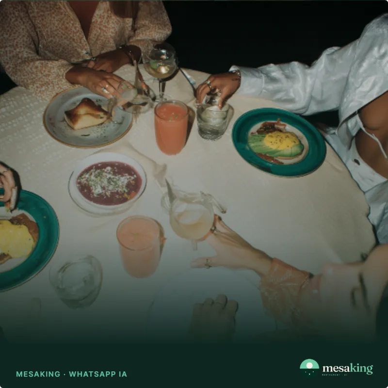 Cena de verano al atardecer en un restaurante con platos y cócteles — la experiencia en la mesa que hace posible mesaking