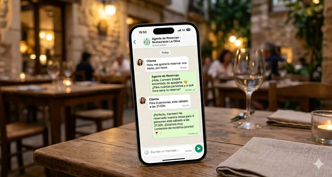 Agente de WhatsApp para restaurantes respondiendo al instante a un cliente