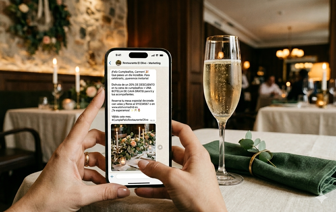 Campaña WhatsApp automatizada para fidelización de clientes VIP de restaurante